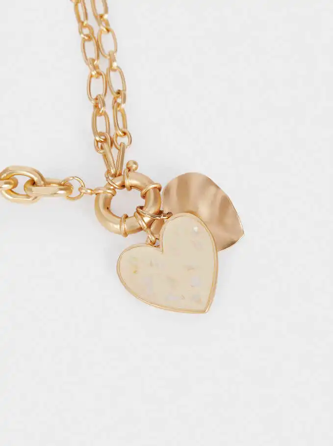 New Design Elegant Fashion Jewelry Link Necklace with Heart Pendants