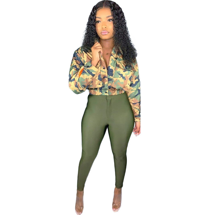 C0548 winter Clothes women camouflage long sleeves two piece outfits set for women two piece pant set christmas