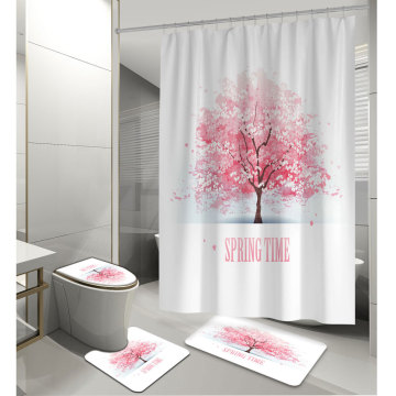 Customizable Shower Curtain Set with Non-Slip Carpet and 12 Hooks