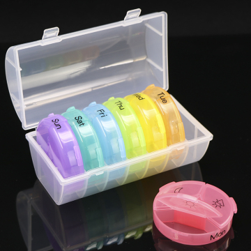 Medicine Organizer 7 Compartment Weekly Pill Box AM PM Removable Wheat Straw Smart Pill Box Twice a Day Medicine Pill Box