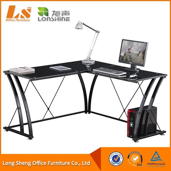 Lightweight Stainless Steel Frame Glass Computer Desk