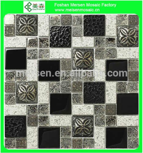 black and white crystal glass mosaic tiles SK205