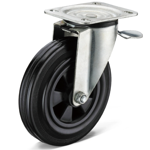 Heavy duty rubber casters with large bearing capacity