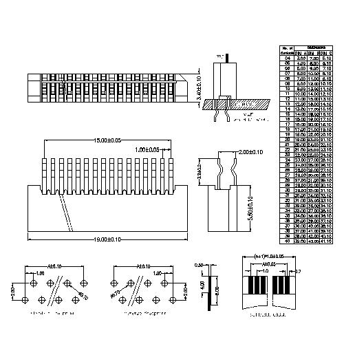 1.0mm FPC, NON ZIF Vertical Dip,Dual contact FPC1.0-XXSTDXXX0