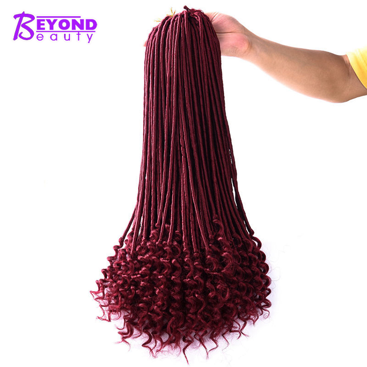20 inch Goddess Faux Locs Curly Crochet Hair 22 Roots/pack Faux Locks Synthetic Crochet Braiding Hair Extension