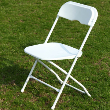 White steel plastic folding chair