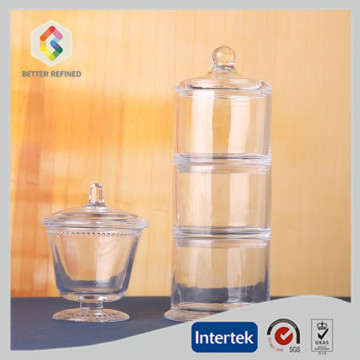 Clear three tier glass jar