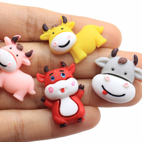 kawaii OX Cow Mixed Resin Design Flat Back simulation Animal Cabochon Decoration for Fairy Garden Toy Gifts Necklace Ornament