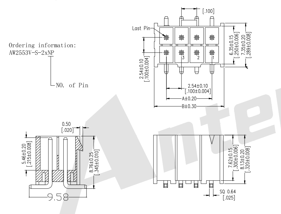 2.54mm pitch 180 ° WAFER-SMT Seri Konektor Baris Ganda