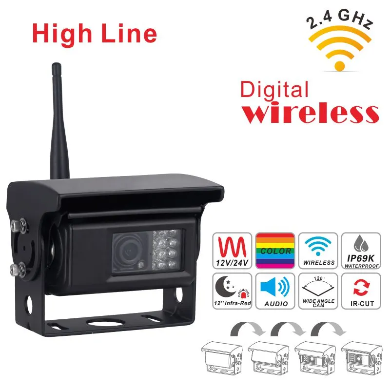 Wireless Camera Monitor System for Trucks and Trailors with 2.4GHz Digital Wireless Receiver