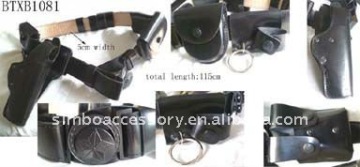 fashion police genuine leather buckle belt with gun pocket