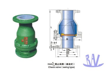 Corrosion resistant lining fluorine lining swing check valves H44F back-pressure valve