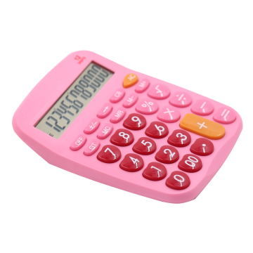 Pink color 12 digits dual power office calculator