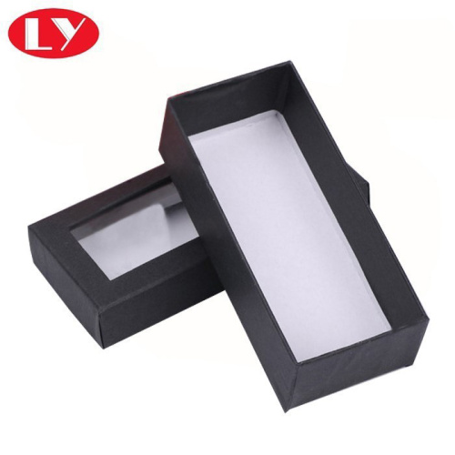 Custom Matte Black Cardboard Packaging Box with Window