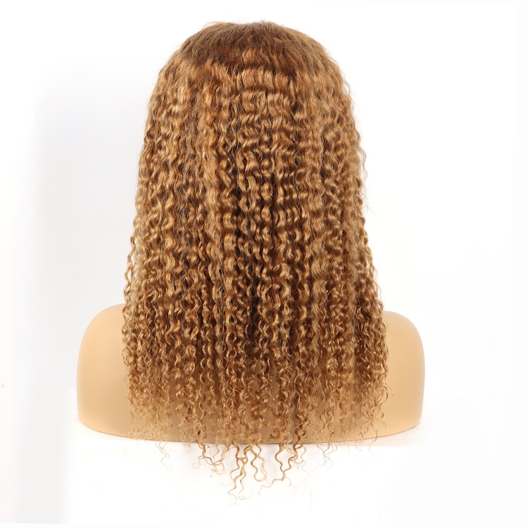 Deep curly 4*4 human hair wig lace front 27# color swiss lace wig wholesale wigs 100% human hair cuticle aligned hair