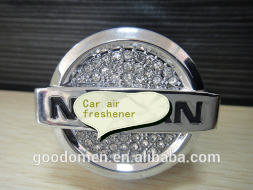 hot sale good quality oem custom metal brand logo car air freshener with diamond