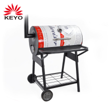 Outdoor Barbeque Grills Barrel Bbq Barbecue Charcoal Smoker Smoking Grill Trolley