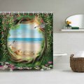 Tree Hole Flowers Waterproof Shower Curtain Sea Beach Conch Decor