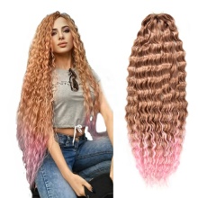 Water Wave Crochet Braids Hair 30 Inch 100gram Soft Long Wavy Synthetic Braiding Hair Ombre Brown Arel Brading Hair Extensions