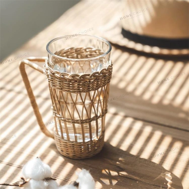 Home-Use Restaurant Glass Cups Home-Use Rattan Cup Set Glass Cups