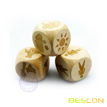 35mm 6 Sides Custom Engraved Wooden Dice with Round Corner