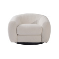 Modern Pascal Swivel Lounge Chair in White Boucle