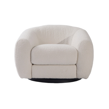 Modern Pascal Swivel Lounge Chair i vit boucle