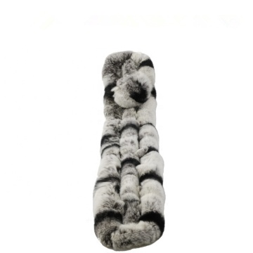 Factory Real Rex Rabbit Fur Scarf Real fur Scarves Natural Rabbit Scarf With Ball Pele Scarves Rabbit Fur Rings