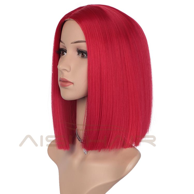 Aisi Hair Short Red Heat Resistant  Synthetic Fiber Hair Wigs For White Black Women Cosplay Wigs Straight  Bob Hairstyle Wigs