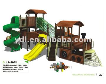 outdoor wooden train children playground equipment