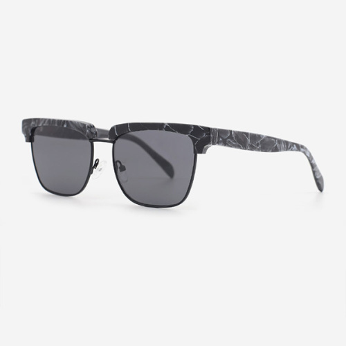 Rectangular Acetate And Metal Combined Male's Sunglasses 23A8058