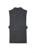Women's Knitted Turtleneck Sleeveless Side Slit Pullover