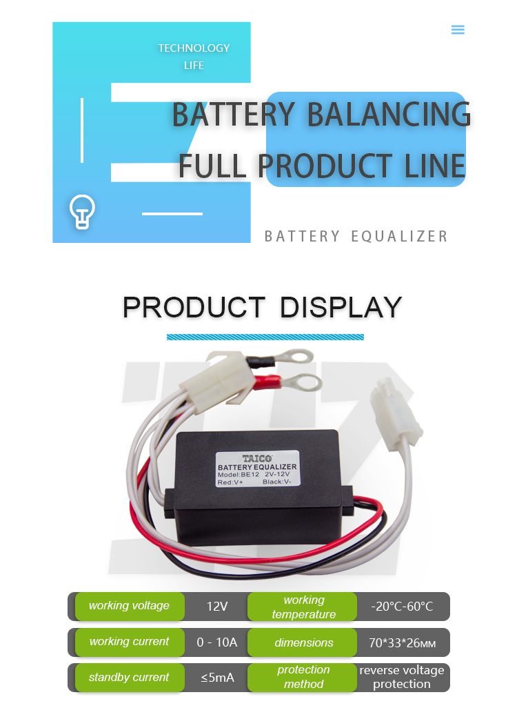 TAICO Patent 12V24V48V96V192V Battery Balancer Equalizer for Lead-Acid Active battery Lifepo4 battery Balancer Equalizer