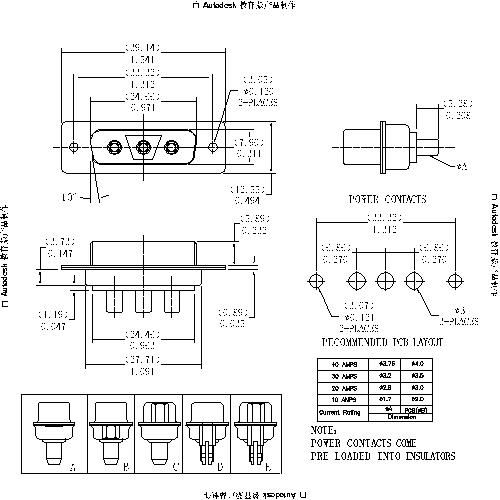 PDP3V3-FXXXX POWER D-SUB 3V3 DIP STRAIGHT-FEMALE TYPE 