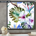 Tropic Flowers Palm Tree Canvas Tryck Målning