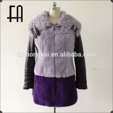 Factory direct wholesale price women rabbit fur garment with big lamb fur collar