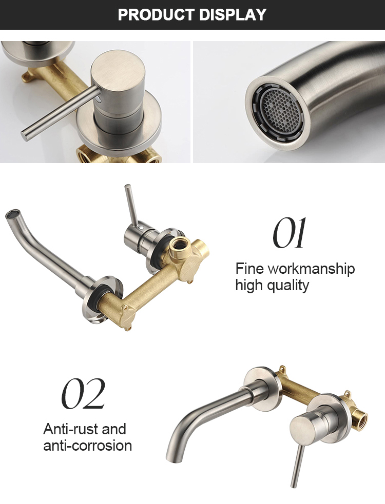Amazon Hot Sale Single Hole Brass Wall Mounted Concealed Basin Mixer Faucet For Bathroom