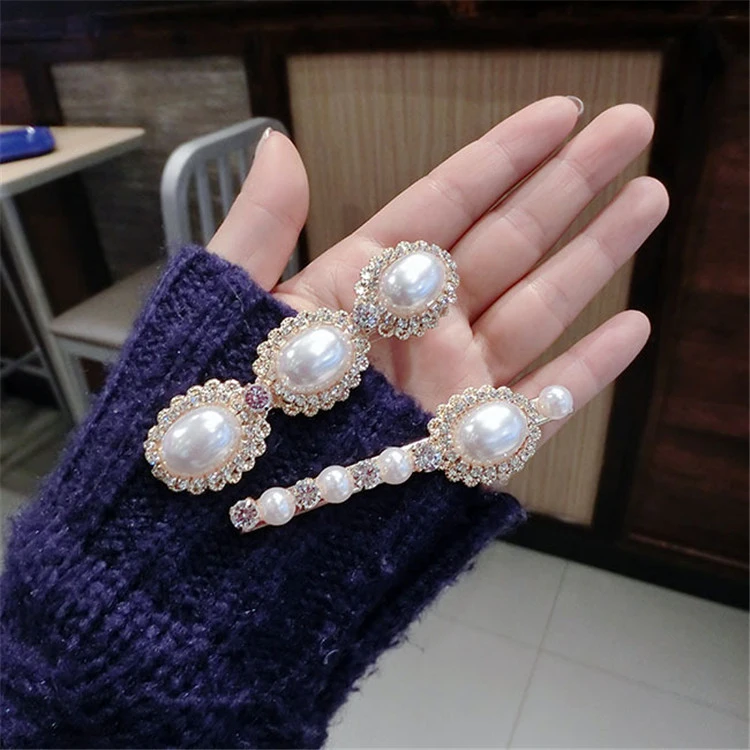 2018 New Wholesale Promotion Gift Girls Customise Fashion Hair Jewellery Accessories Hair Pin Leopard Crystal Flower Pearl Hairclip for Women