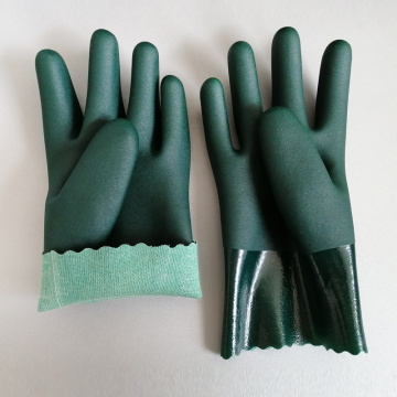 pvc coated green work sandy finish pvc gloves