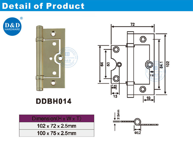 Solid Brass Flush Hinge - Flush-Mount Design & Brass Finish Detail