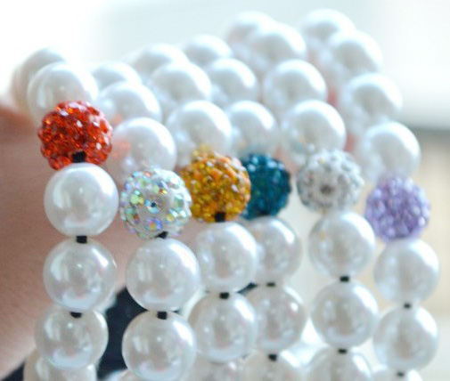 White Pearl Crystal Ball Bracelet