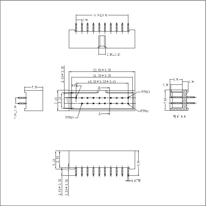 IDC3M01 3.0 IDC 20P MALE 180°THROUGH HOLE TYPE A