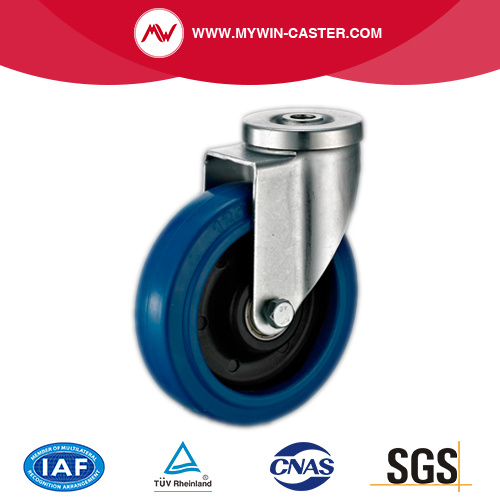 85mm Bolt Hole Swivel Blue Elastic Rubber Caster