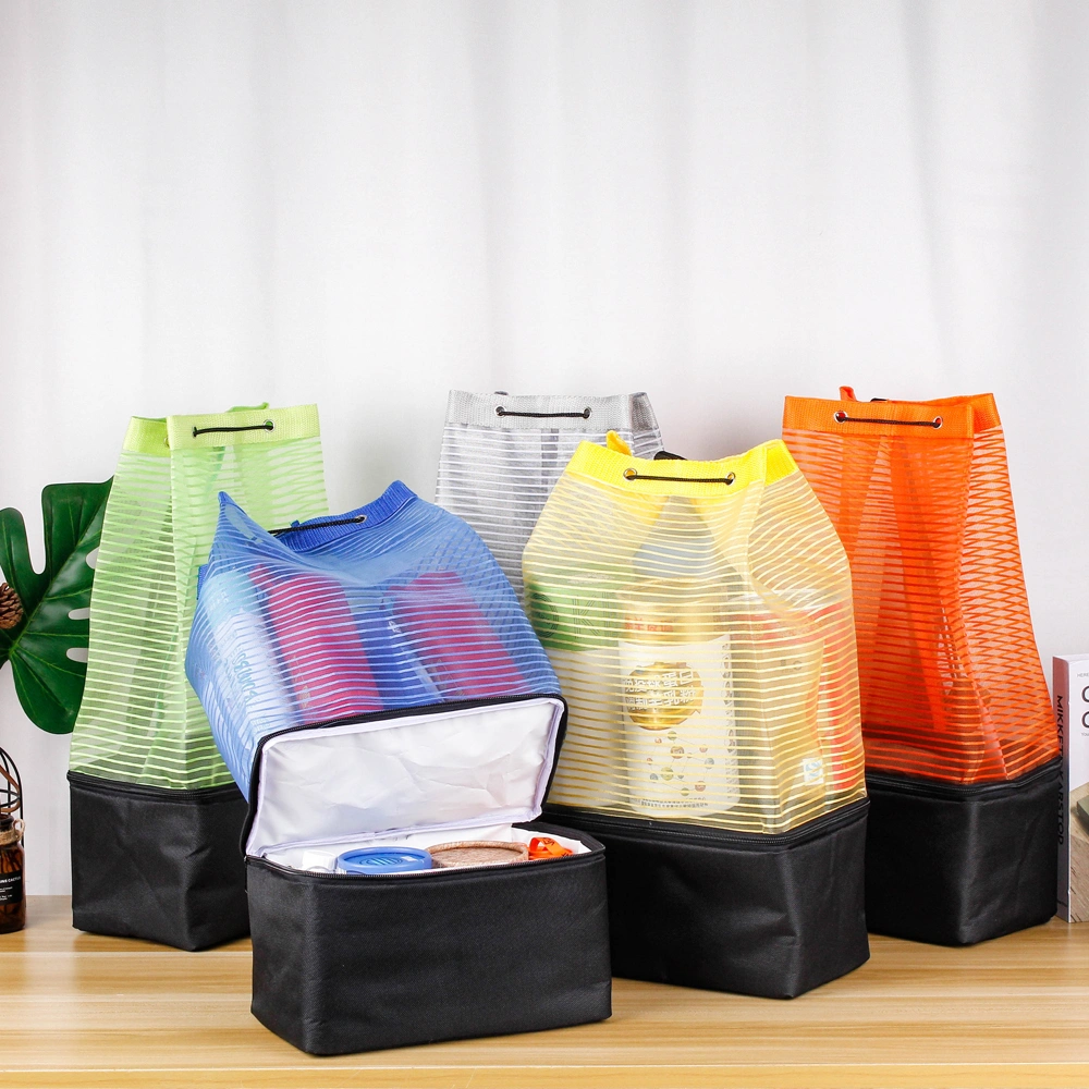 Different Color Transparent Polyester Mesh Beach Bag