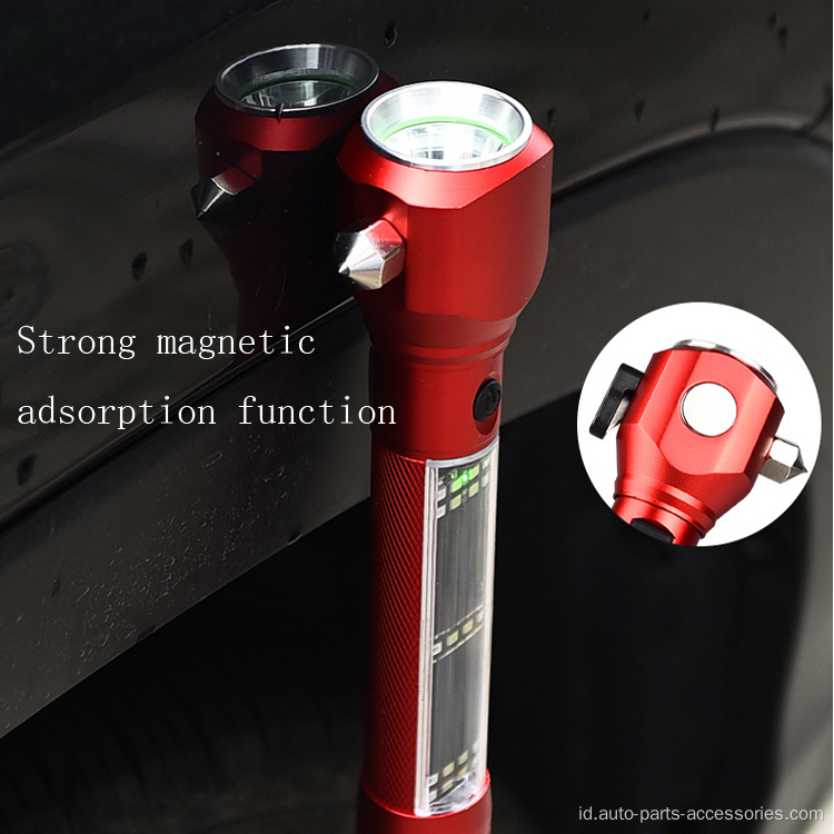 6-in-1 Multi-Fungsional Senter Mobil Darurat Hammer