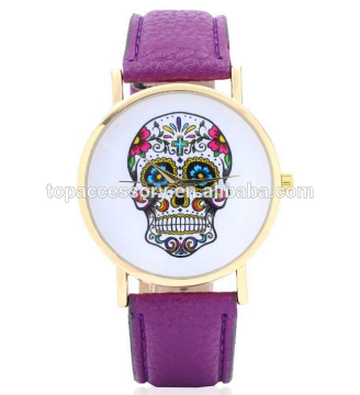 Fashion hot Geneva PU skull watch