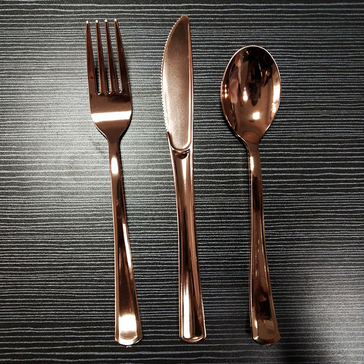 150 Pcs Rose Gold Dinnerware Set Elegant Plastic Dinner Plates, Disposable Silverware Tableware Cutlery Set