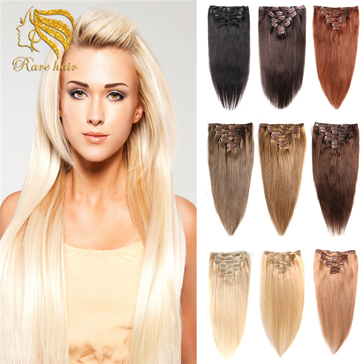 Wholesale Blonde Seamless Clip In Remy human Hair Extensions For White Women