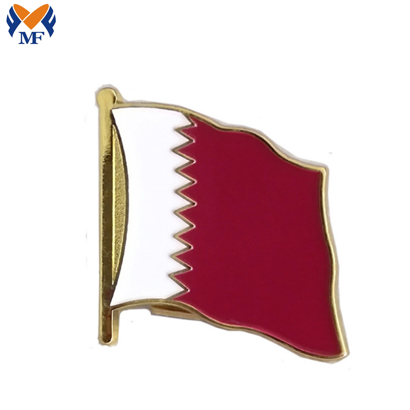 Pin Lapel Bendera Qatar Enamel Tersuai Logam