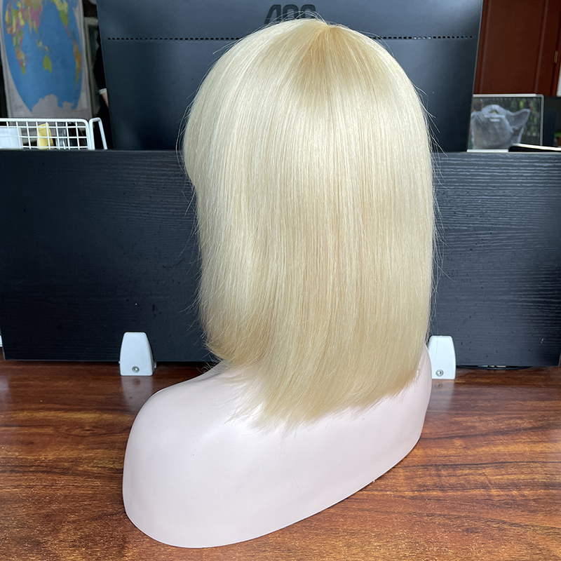 Wholesale remy 613 blonde bob wig, long straight human hair wigs blonde 613, honey blonde bob wig with bangs